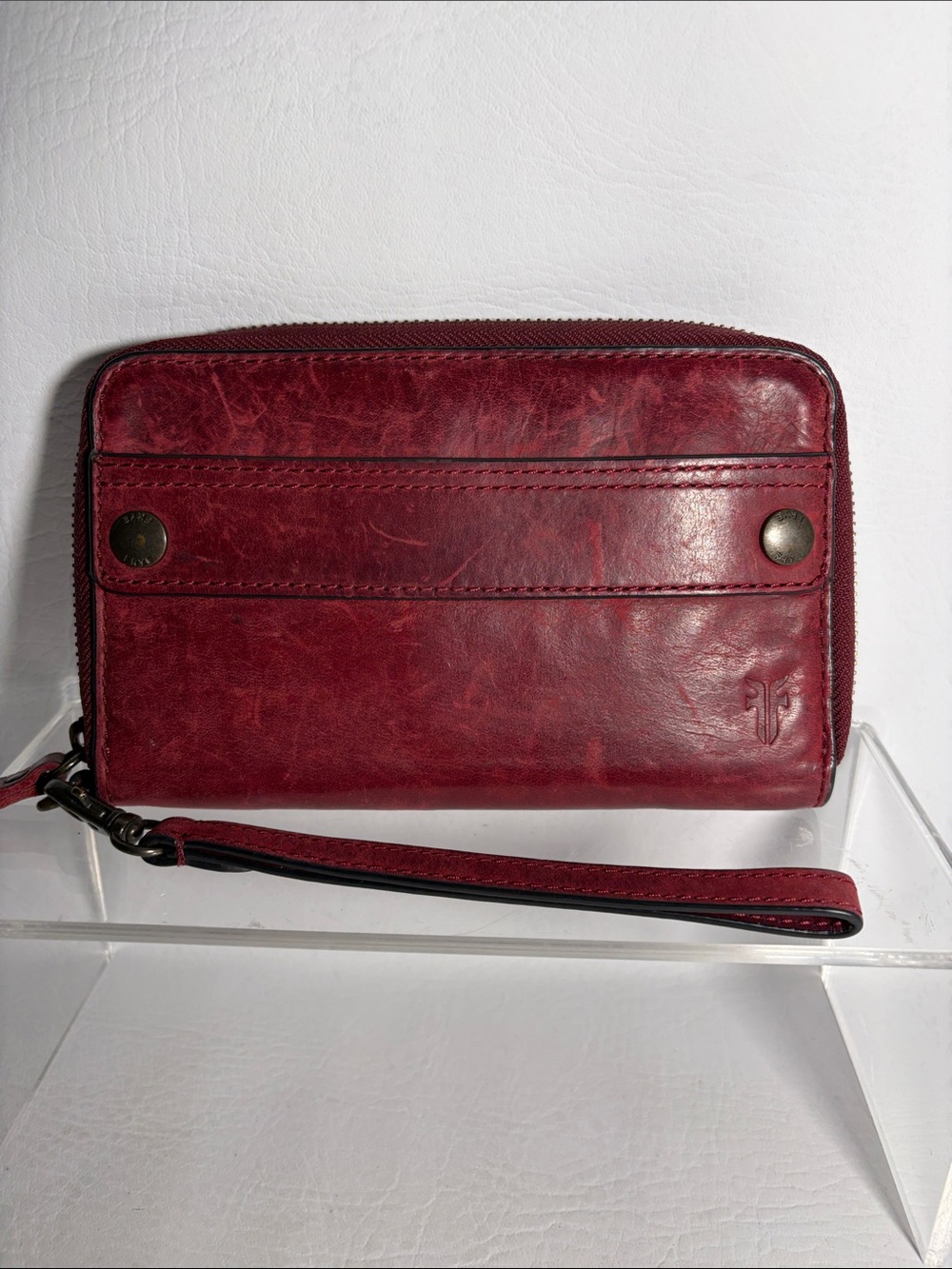 Frye Burgundy Leather Wristlet Wallet